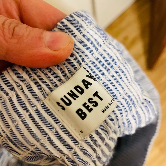 Aritzia M Sunday Best blue and white striped palazzo pants - Picture 6 of 6